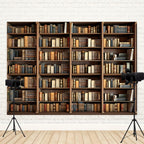 ASDCXZ 10x8ft Bookshelf Backdrop Vintage Bookcase Theme Photography Background