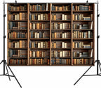 ASDCXZ 10x8ft Bookshelf Backdrop Vintage Bookcase Theme Photography Background