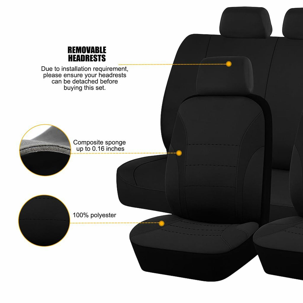 TNAIYH Car Seat Cover Full Set, Fashion Soft Sponge Vehicle Front and Rear Split