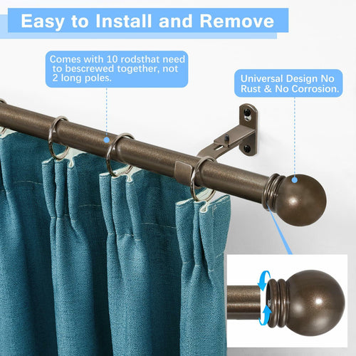 AMZSEVEN Curtain Rods for Windows 16 to 150 Inches, Curtain Rod Max Adjustable