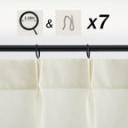 Natural Linen Kitchen Curtains 36" W x 30" L Pinch Pleat Cafe Curtains 1 Panels