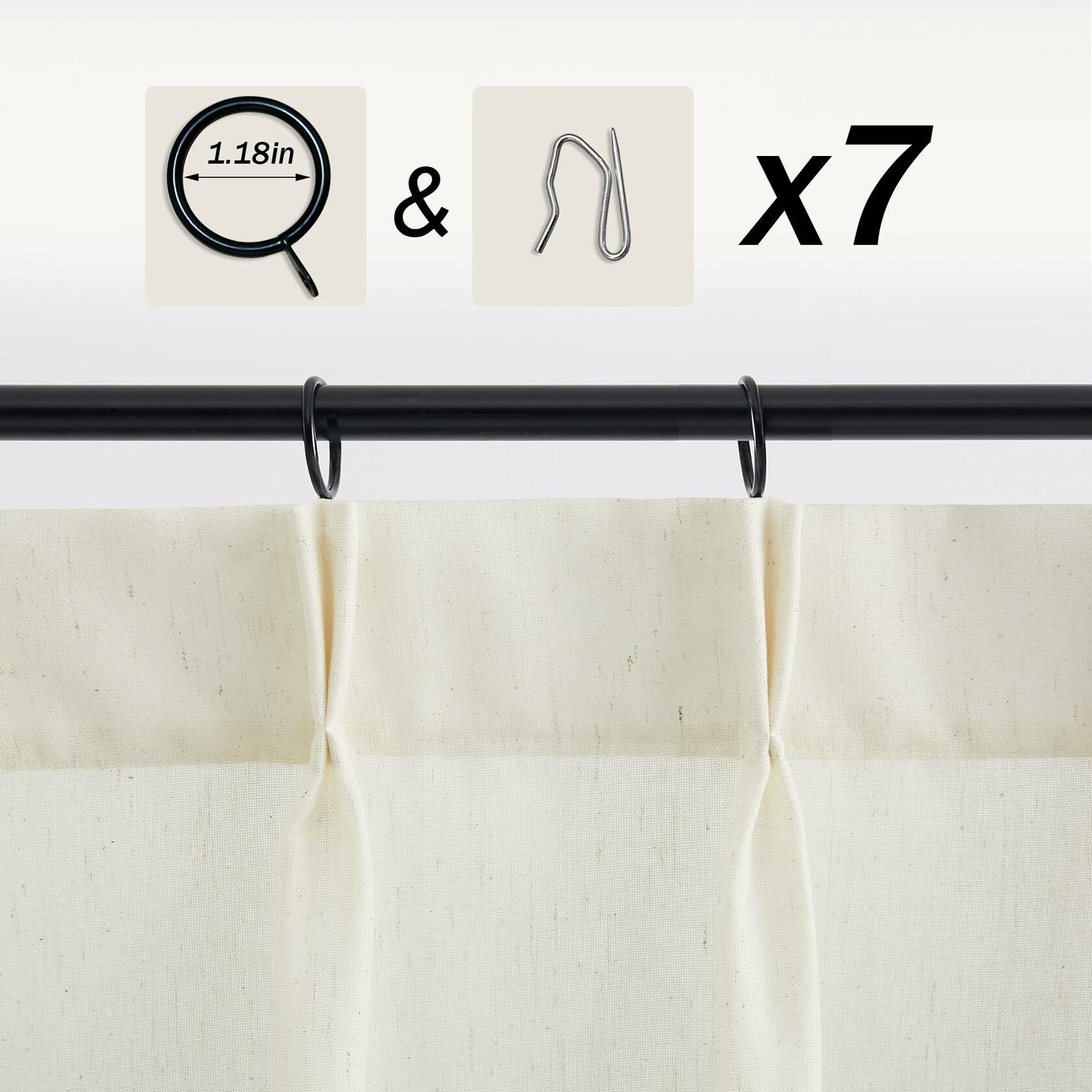 Natural Linen Kitchen Curtains 36" W x 30" L Pinch Pleat Cafe Curtains 1 Panels