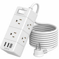 10Ft Extension Cord Flat Plug Power Strip - Tcstei 3-Side Outlet Extender with 6