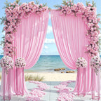 50ft x 10ft Wrinkle Free Pink Backdrop Curtains for Parties, 10 Panels 5x10ft