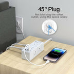 10Ft Extension Cord Flat Plug Power Strip - Tcstei 3-Side Outlet Extender with 6