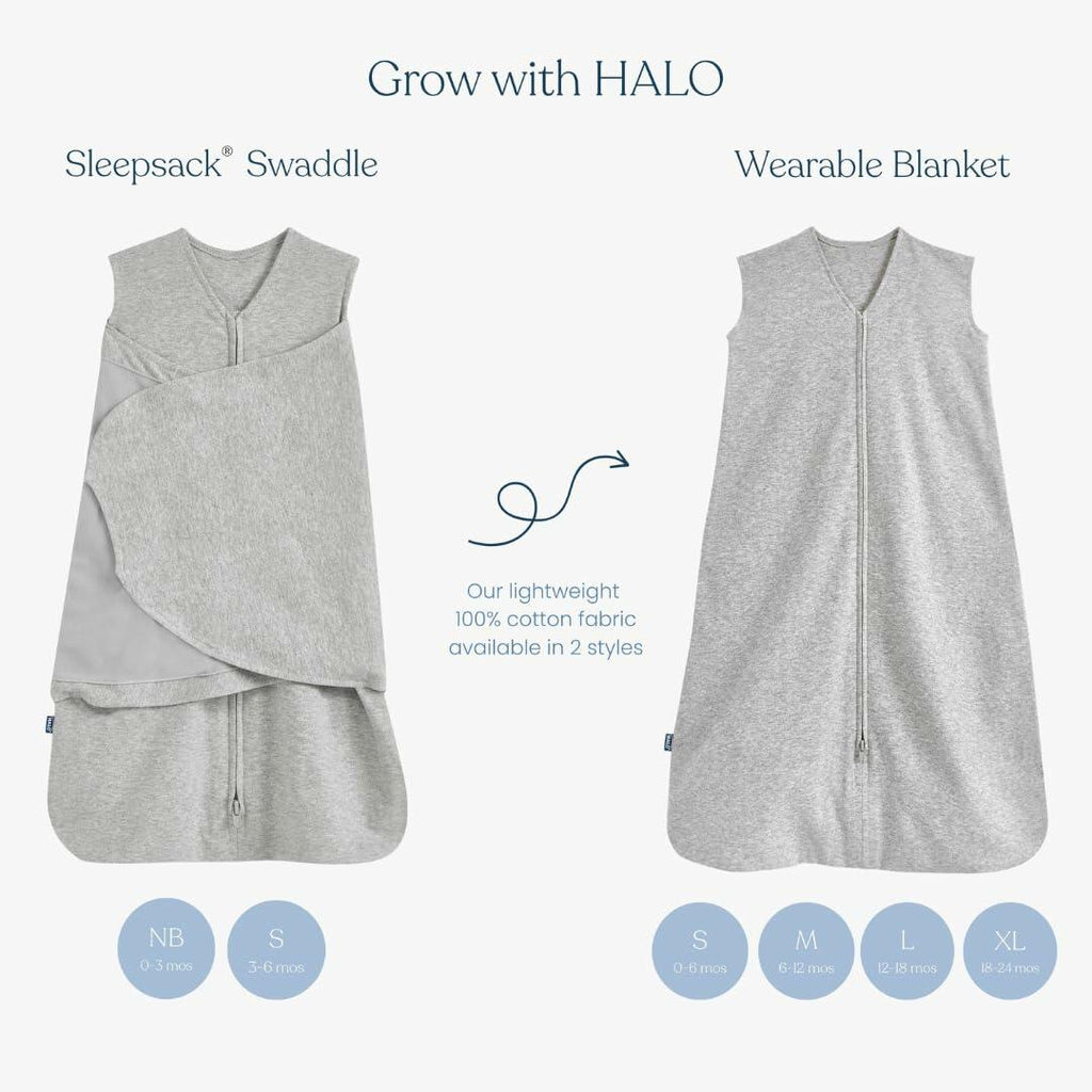 HALO 100% Cotton Sleepsack Swaddle, 3-6 Months  3-Way Adjustable Wearable