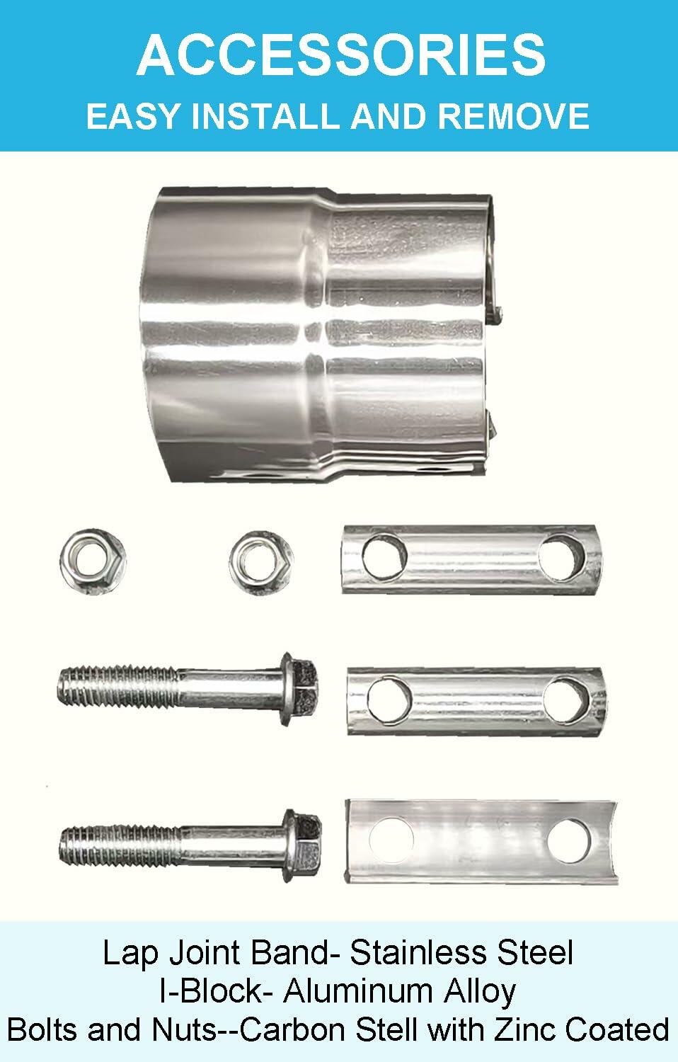 DecoHongDi 2.5 Inch Exhaust Clamps 2 Packs,2 1/2in Lap Joint Band Clamp 304