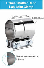 DecoHongDi 2.5 Inch Exhaust Clamps 2 Packs,2 1/2in Lap Joint Band Clamp 304