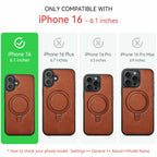 CHEEWADA for iPhone 16 Case with Stand Compatible with Magsafe Thin Slim PU