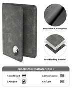 Stouchi AirTag Passport Wallet, Grey, Unisex, Faux Leather, RFID Blocking,