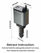 LISEN Retractable Car Charger, Gifts for Him Her, Cars Adapter USB C Fast