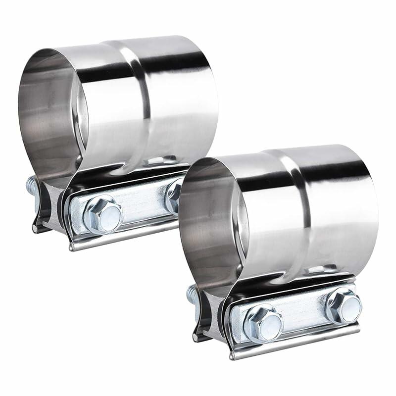 DecoHongDi 2.5 Inch Exhaust Clamps 2 Packs,2 1/2in Lap Joint Band Clamp 304
