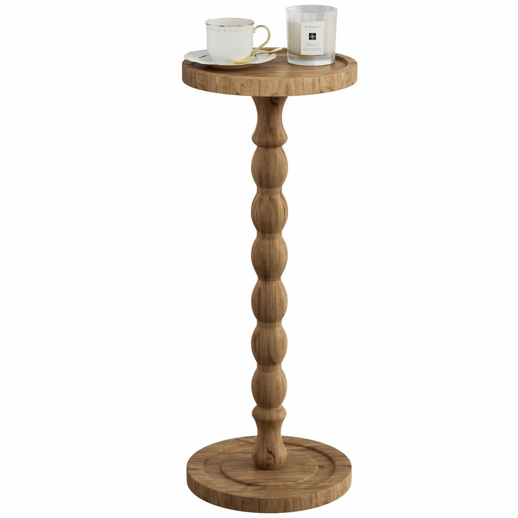 iFaveorr Small Side Table, Rubberwood‌ Drink Table for Small Spaces, Solid Wood