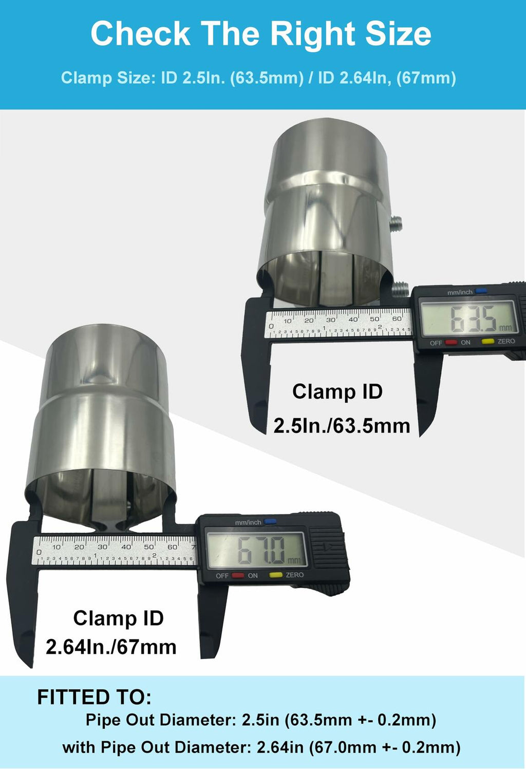 DecoHongDi 2.5 Inch Exhaust Clamps 2 Packs,2 1/2in Lap Joint Band Clamp 304