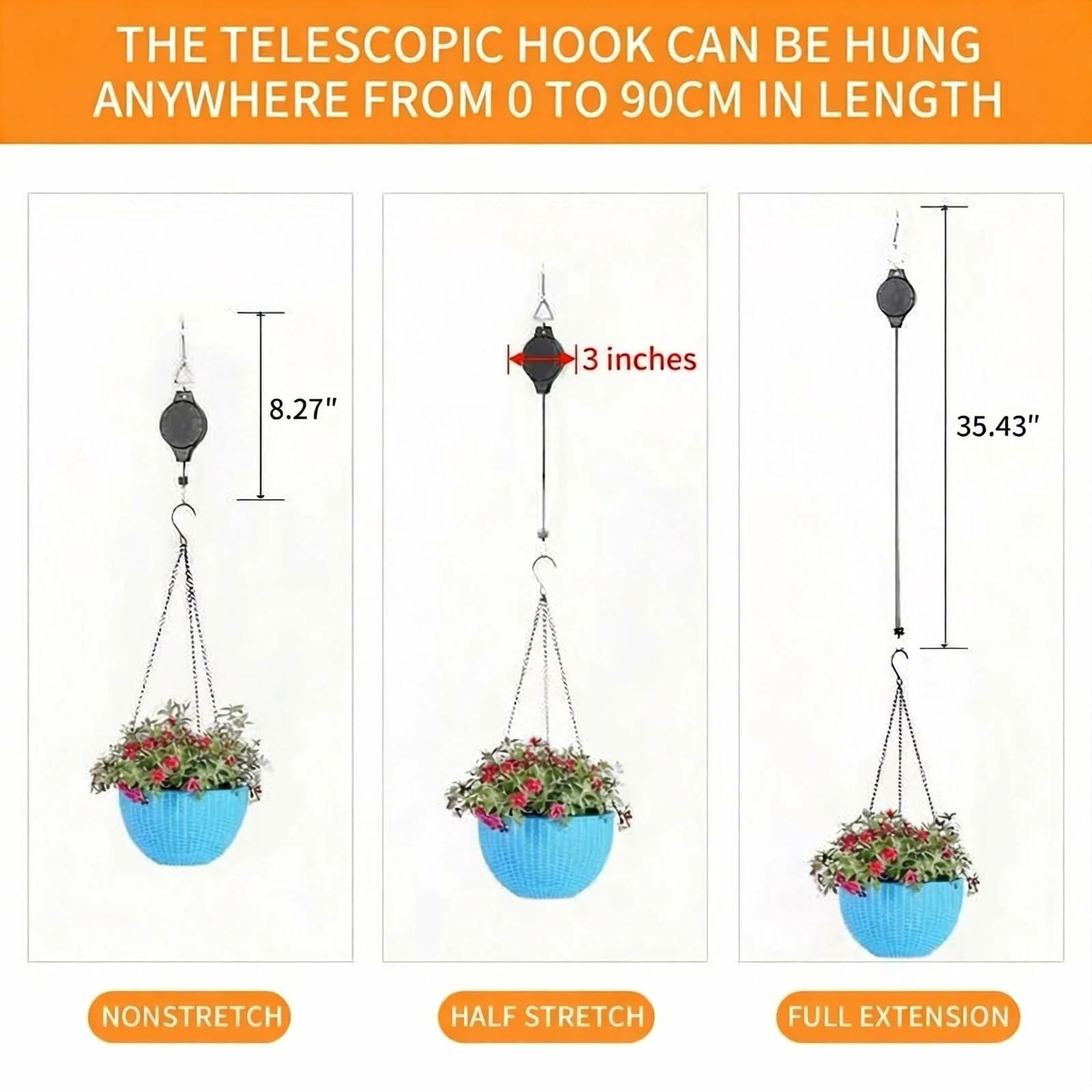 HOGXUAE 3Pack Retractable Plant Hanger Pulley System with Adjustable Rope