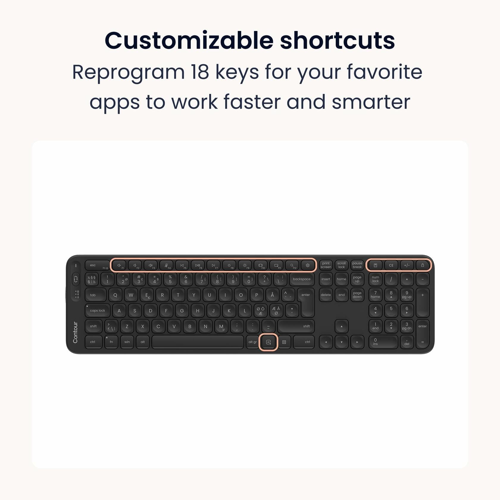 Contour Balance Keyboard: Full-Size Wireless Keyboard with USB Receiver, US
