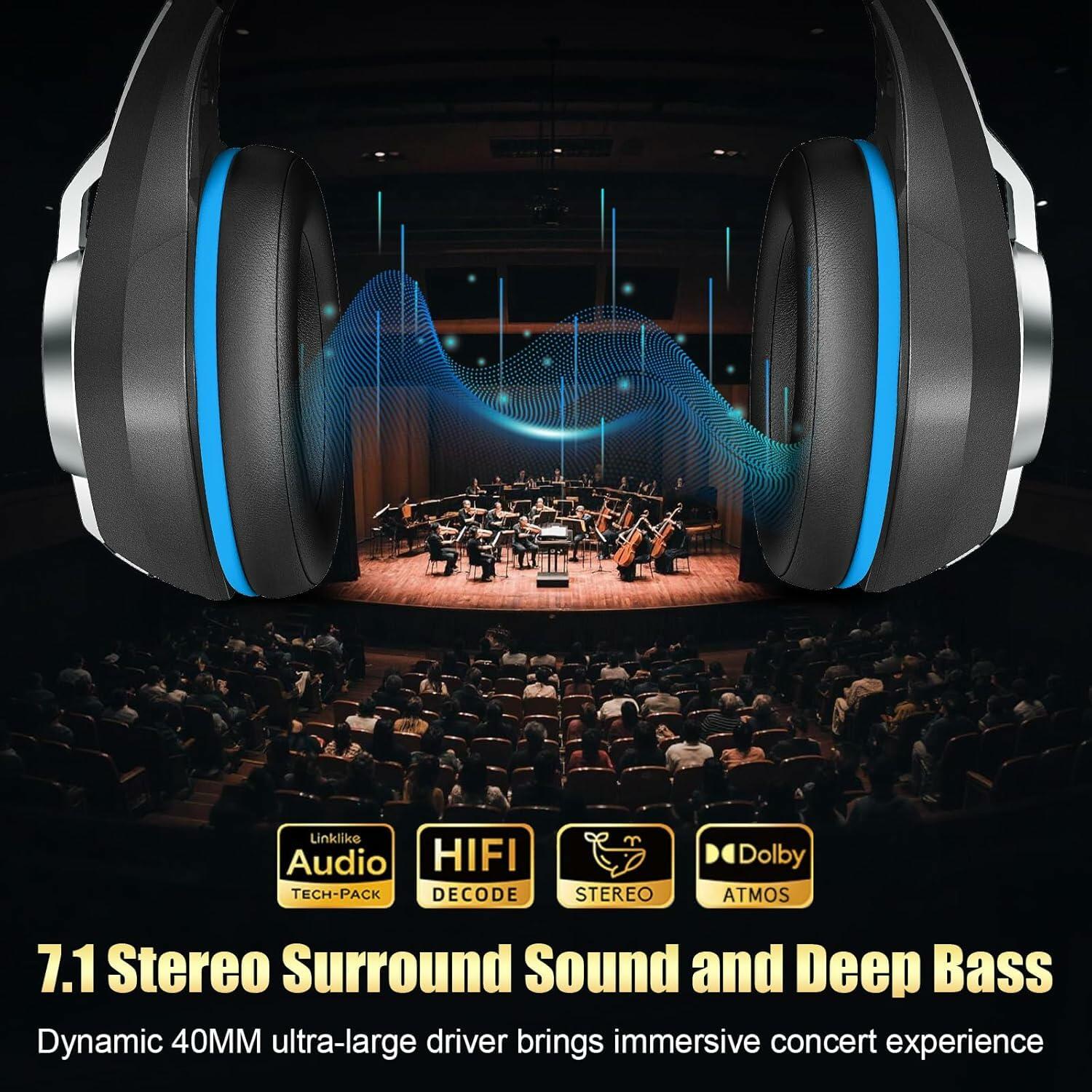 2.4GHz Wireless Gaming Headsets for PS5/PS4/Switch, 2026 RGB Noise Cancelling