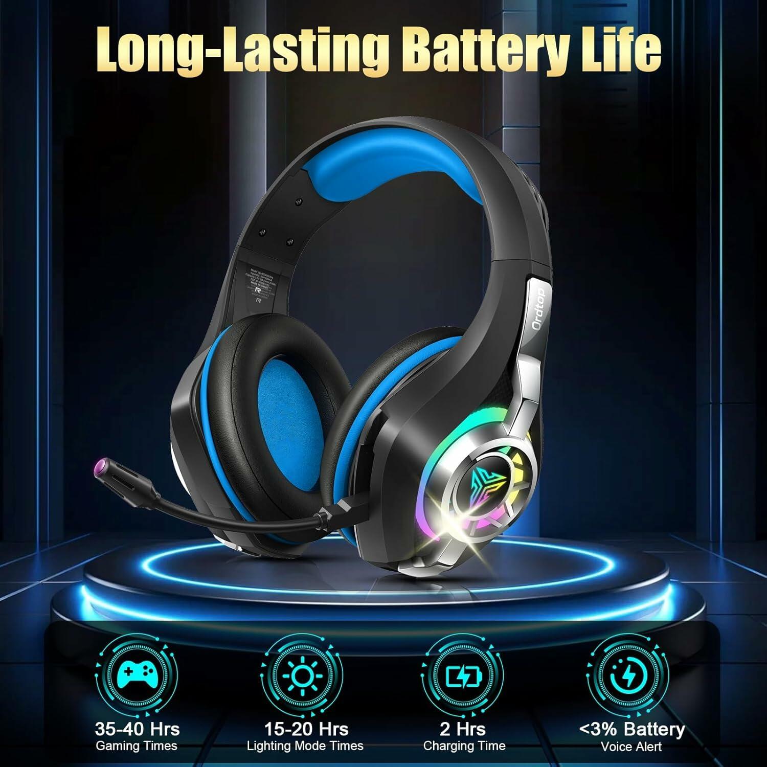 2.4GHz Wireless Gaming Headsets for PS5/PS4/Switch, 2026 RGB Noise Cancelling