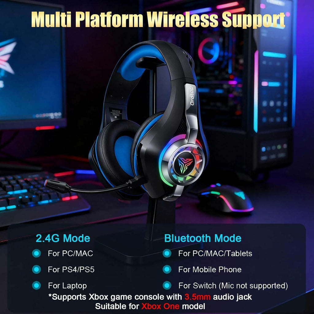 2.4GHz Wireless Gaming Headsets for PS5/PS4/Switch, 2026 RGB Noise Cancelling