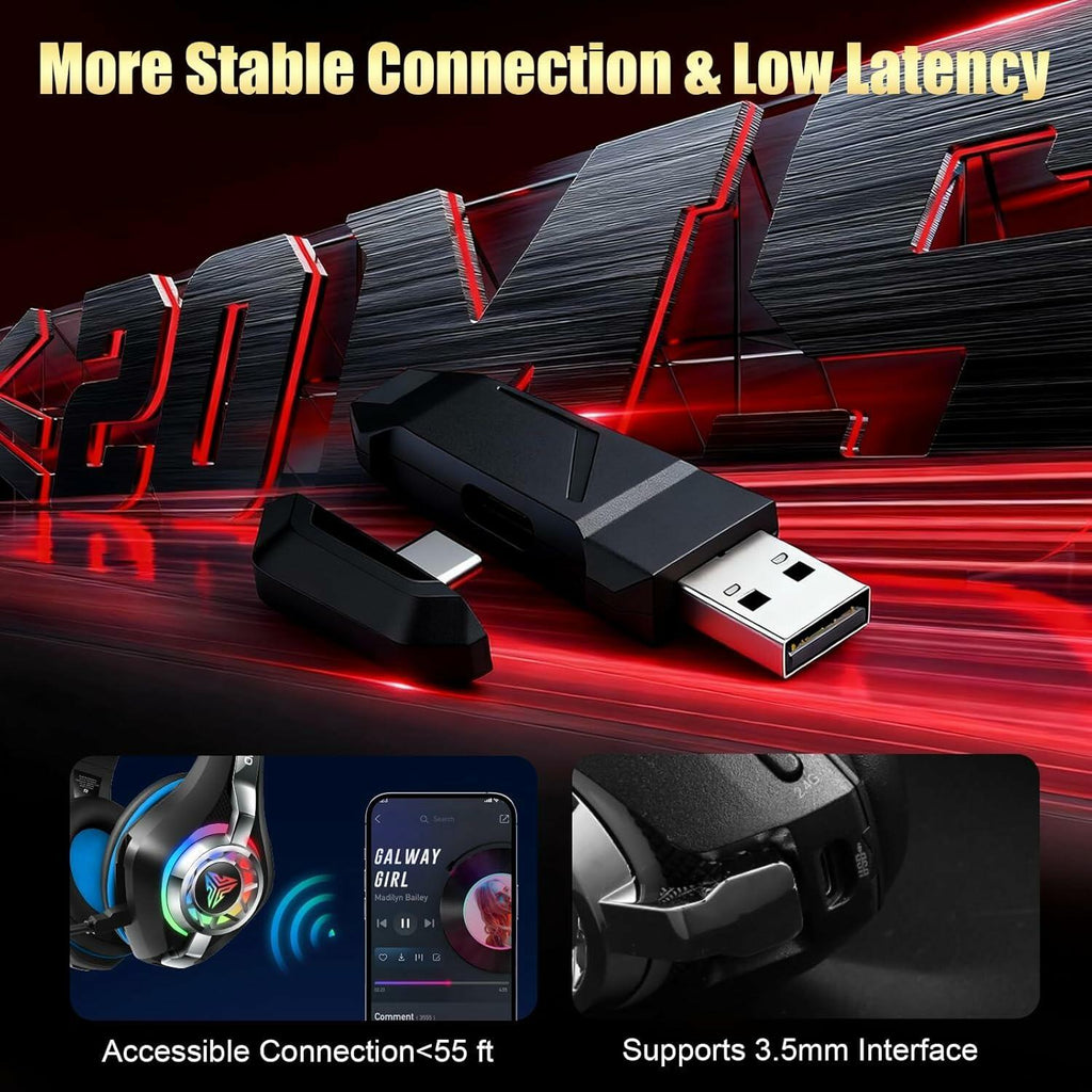 2.4GHz Wireless Gaming Headsets for PS5/PS4/Switch, 2026 RGB Noise Cancelling