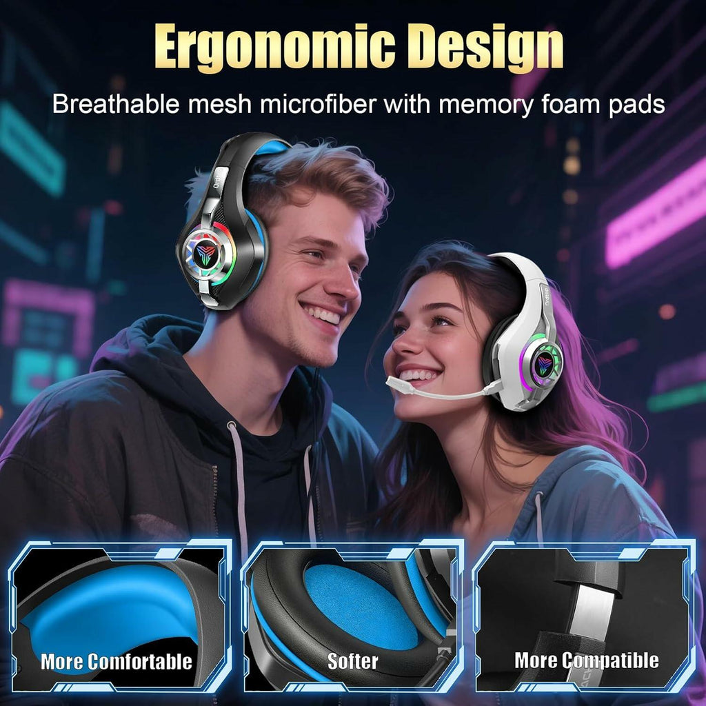 2.4GHz Wireless Gaming Headsets for PS5/PS4/Switch, 2026 RGB Noise Cancelling