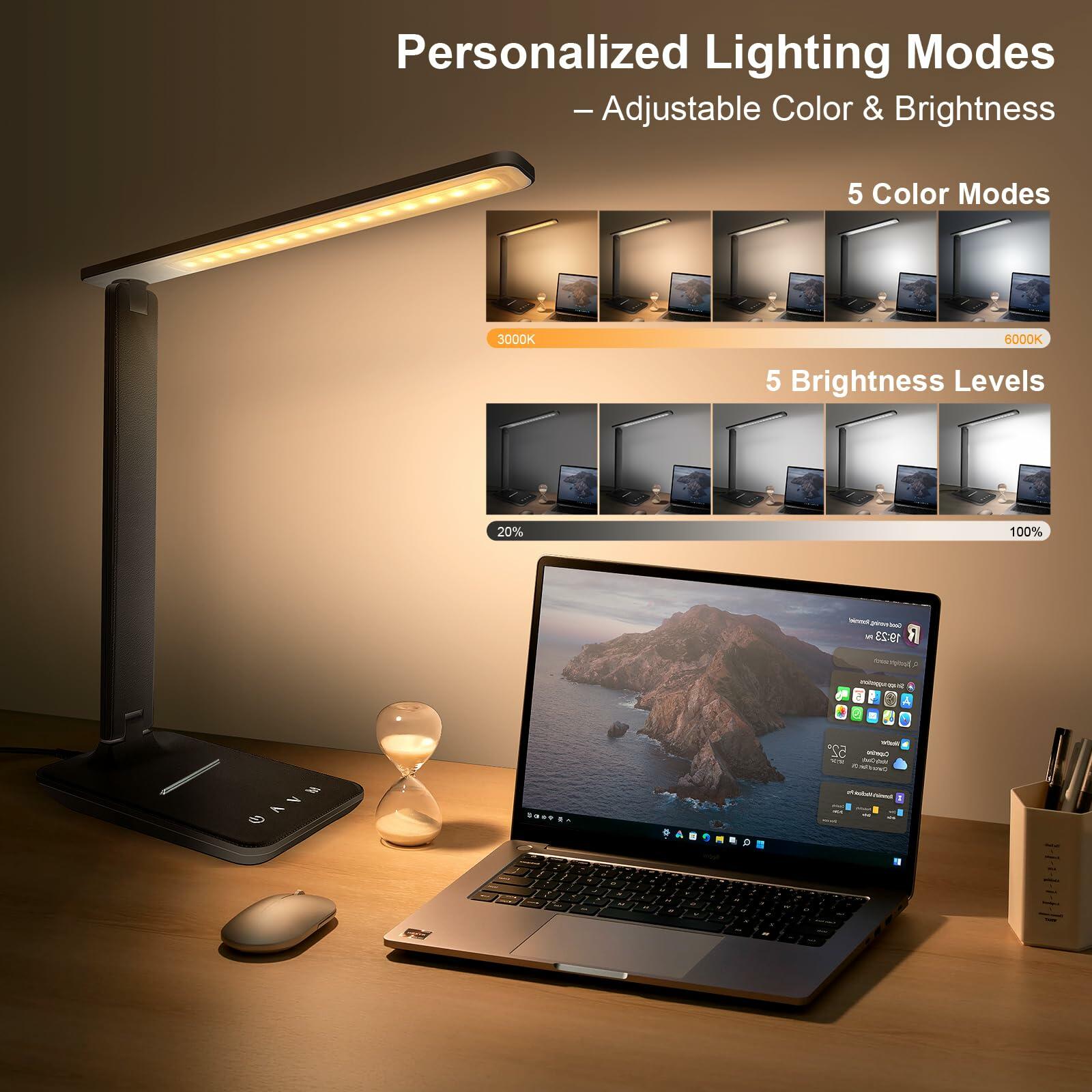 shinelife LED Desk Lamp for Office Home, Bright Desk Light with USB Charging