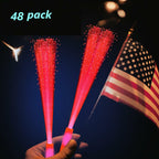 48 PCS Red Glow Fiber Wands Sticks LED Light Wands 3 Modes Flashing Fiber Optic