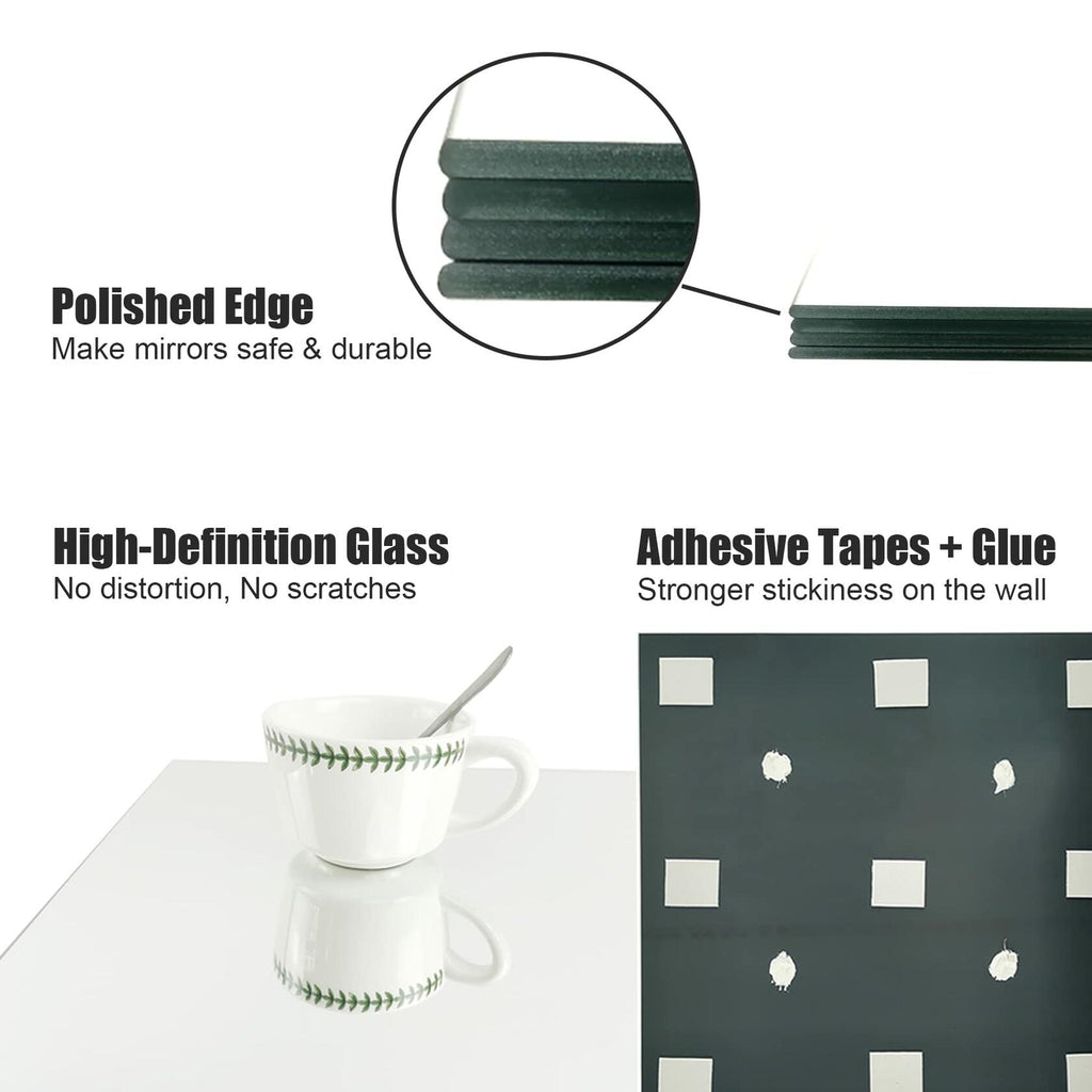 12 Pack TRAHOME Home Gym Mirror Tiles for Wall, 14"x12" Full Length Home Gym