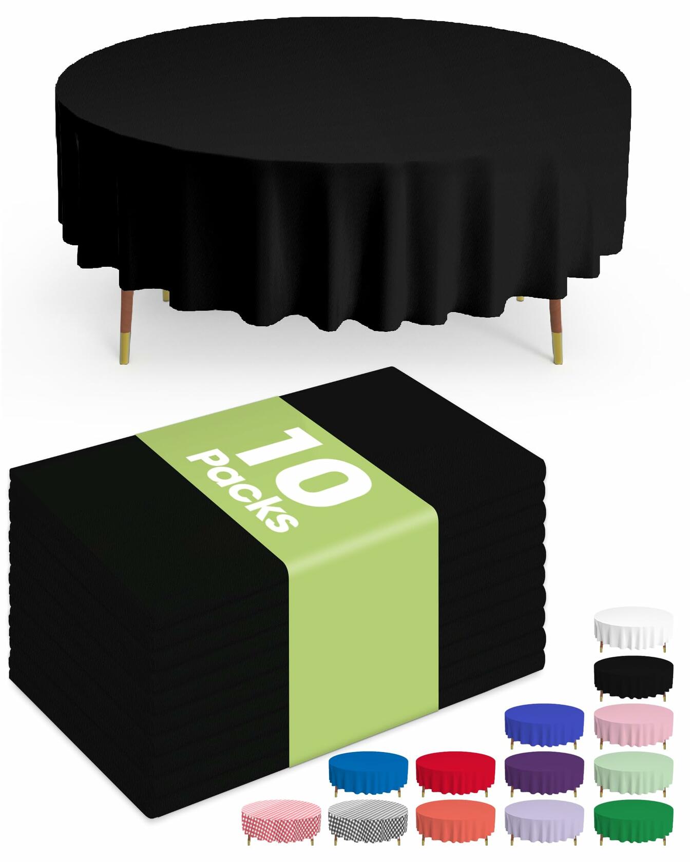 Pureegg Plastic Table Cloth Disposable 10 Pack, 84'' Round Table Cloths,