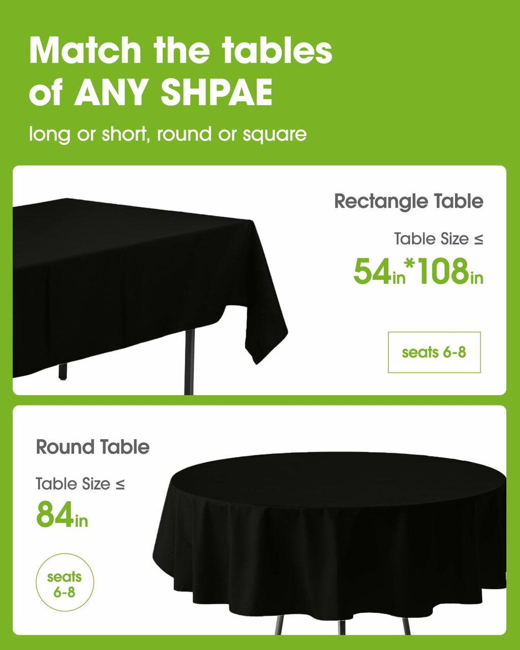 Pureegg Plastic Table Cloth Disposable 10 Pack, 84'' Round Table Cloths,