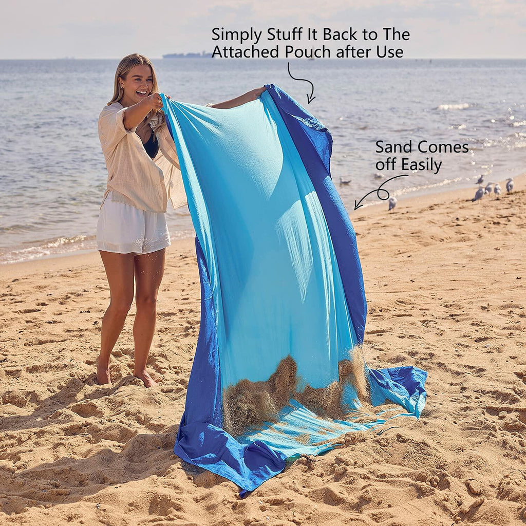 WEKAPO Beach Blanket Sandproof, Extra Large Beach Mat, Big & Compact Sand Free