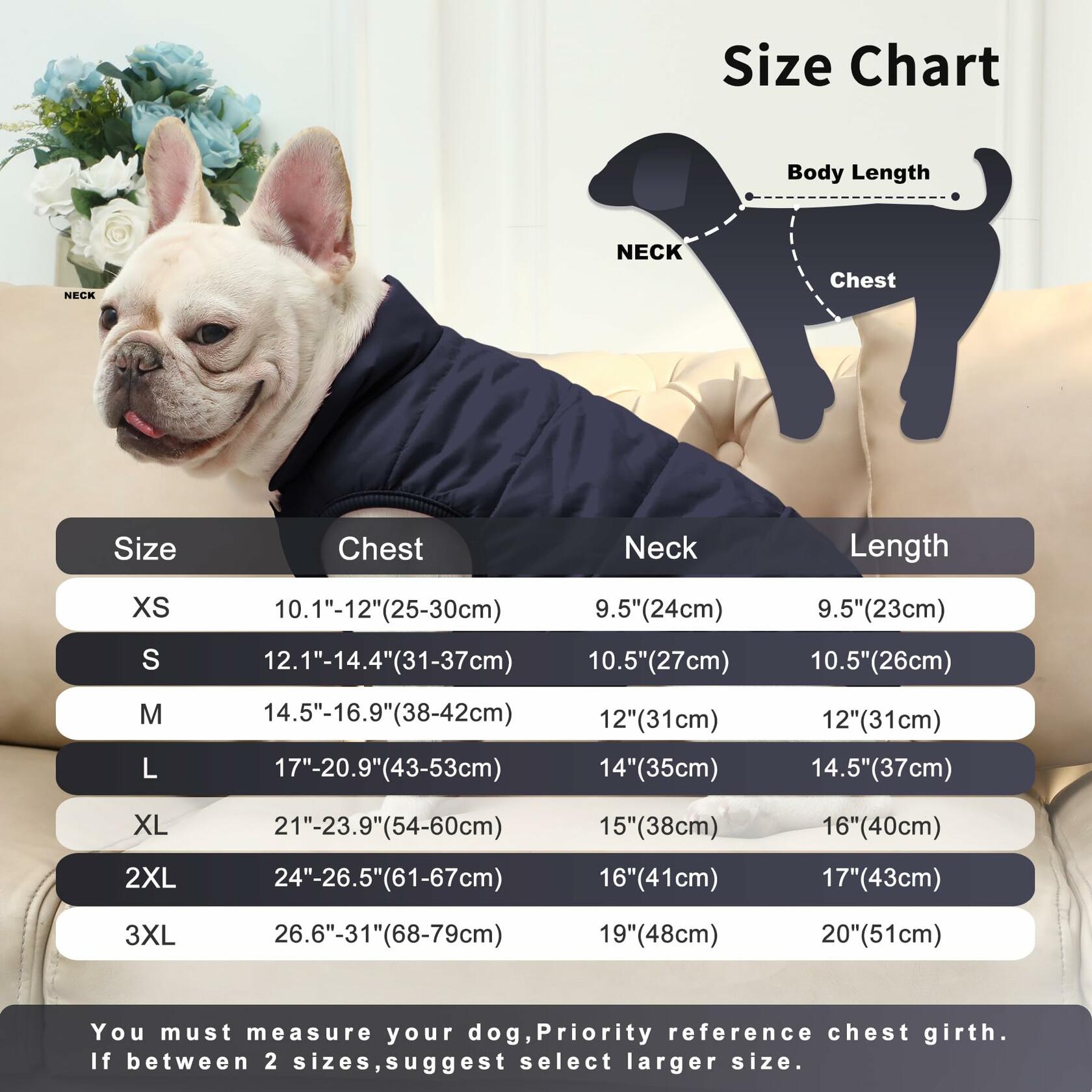 JoyDaog 2 Layers Fleece Lined Warm Dog Jacket for Winter Cold Weather,Soft