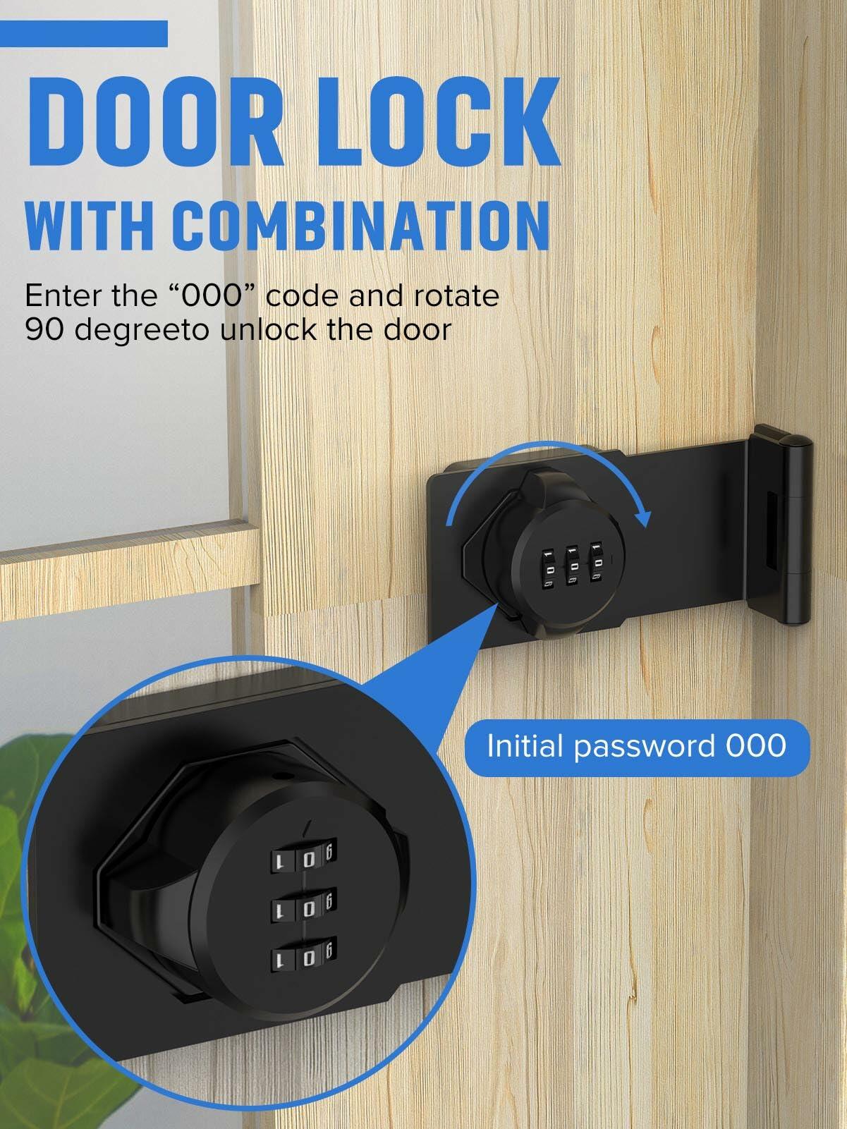 Cabinet Password Hasp Locks, 90 Degree Barn Door Lock, Household Security