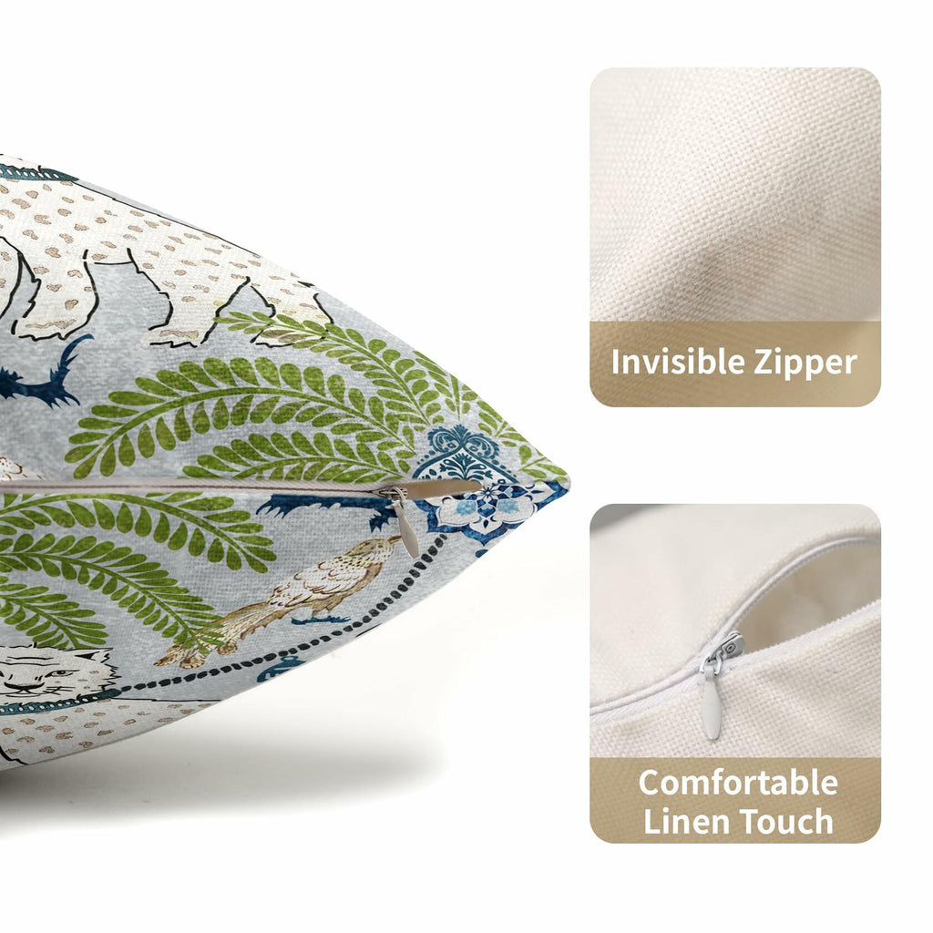 Chinoiserie Animal Print Leopard Tropical Tree Lumbar Pillow Covers 12X20 Inch