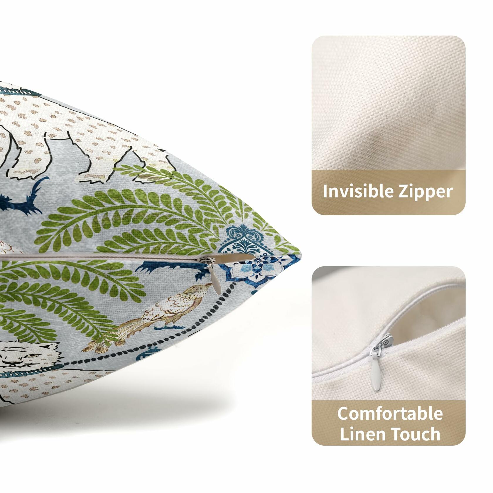 Chinoiserie Animal Print Leopard Tropical Tree Lumbar Pillow Covers 12X20 Inch