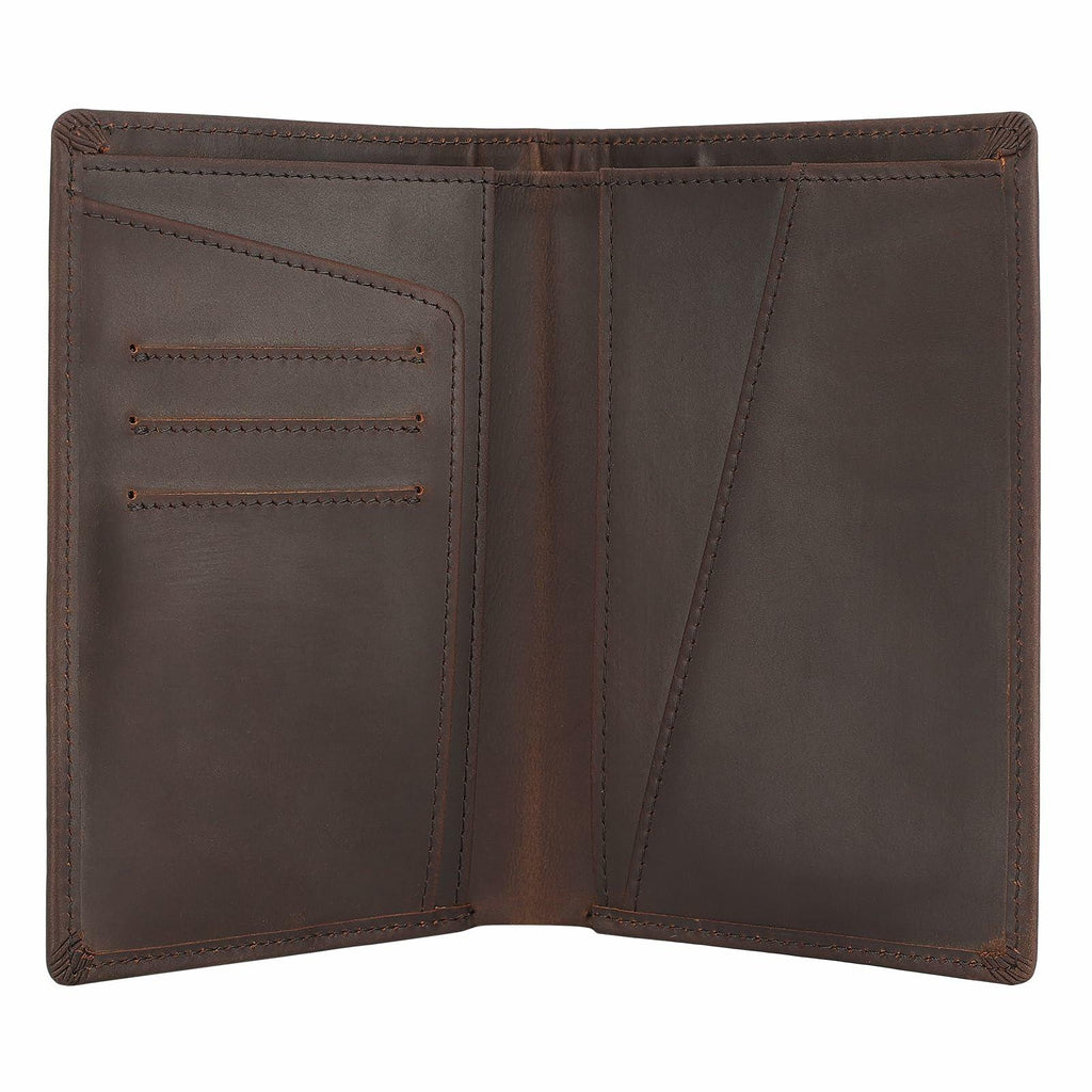 Polare Functional RFID Blocking Leather Passport Holder Travel Bifold Wallet For