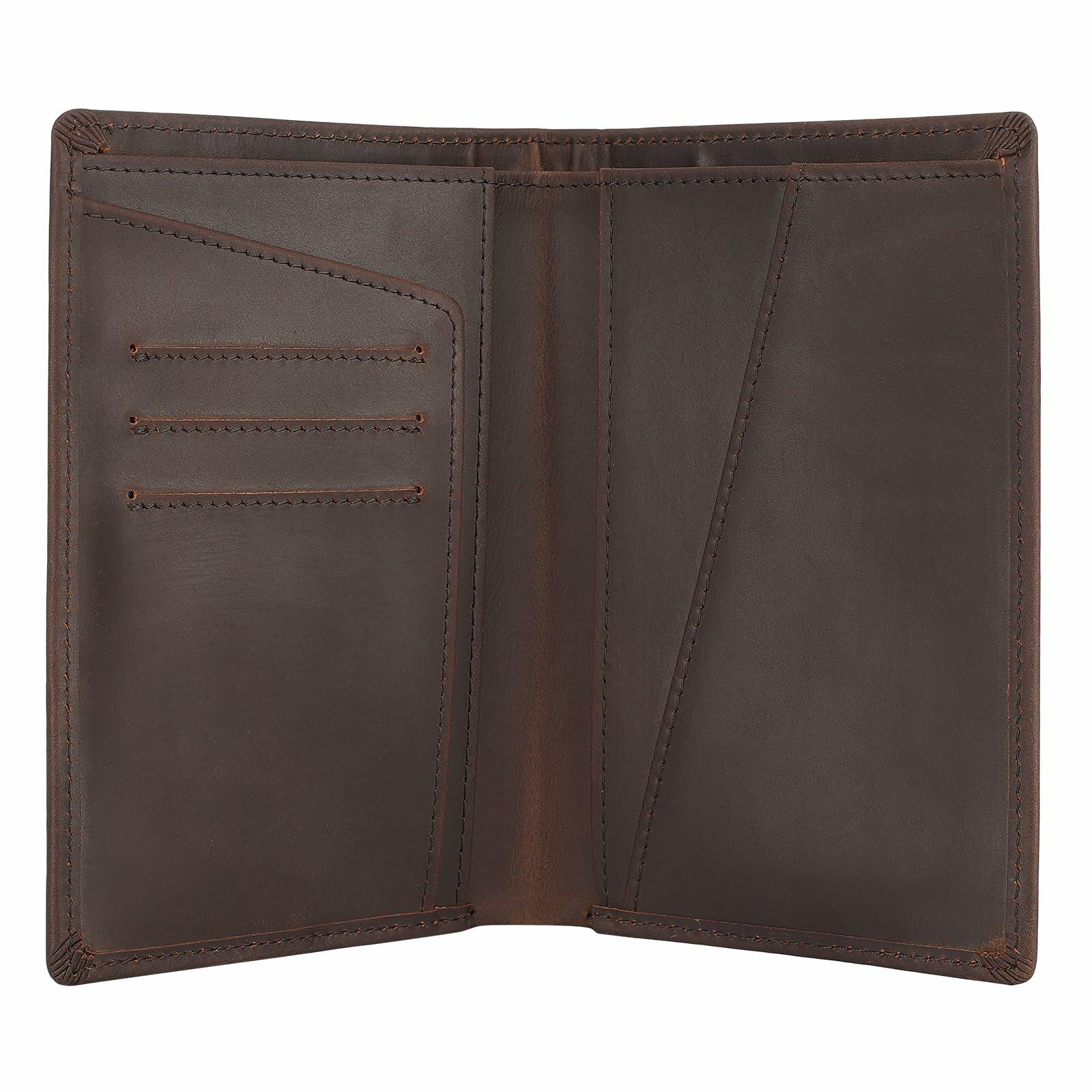 Polare Functional RFID Blocking Leather Passport Holder Travel Bifold Wallet For