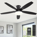 ZMISHIBO 52 inch Ceiling Fans with Lights and Remote/APP Control,Black Low