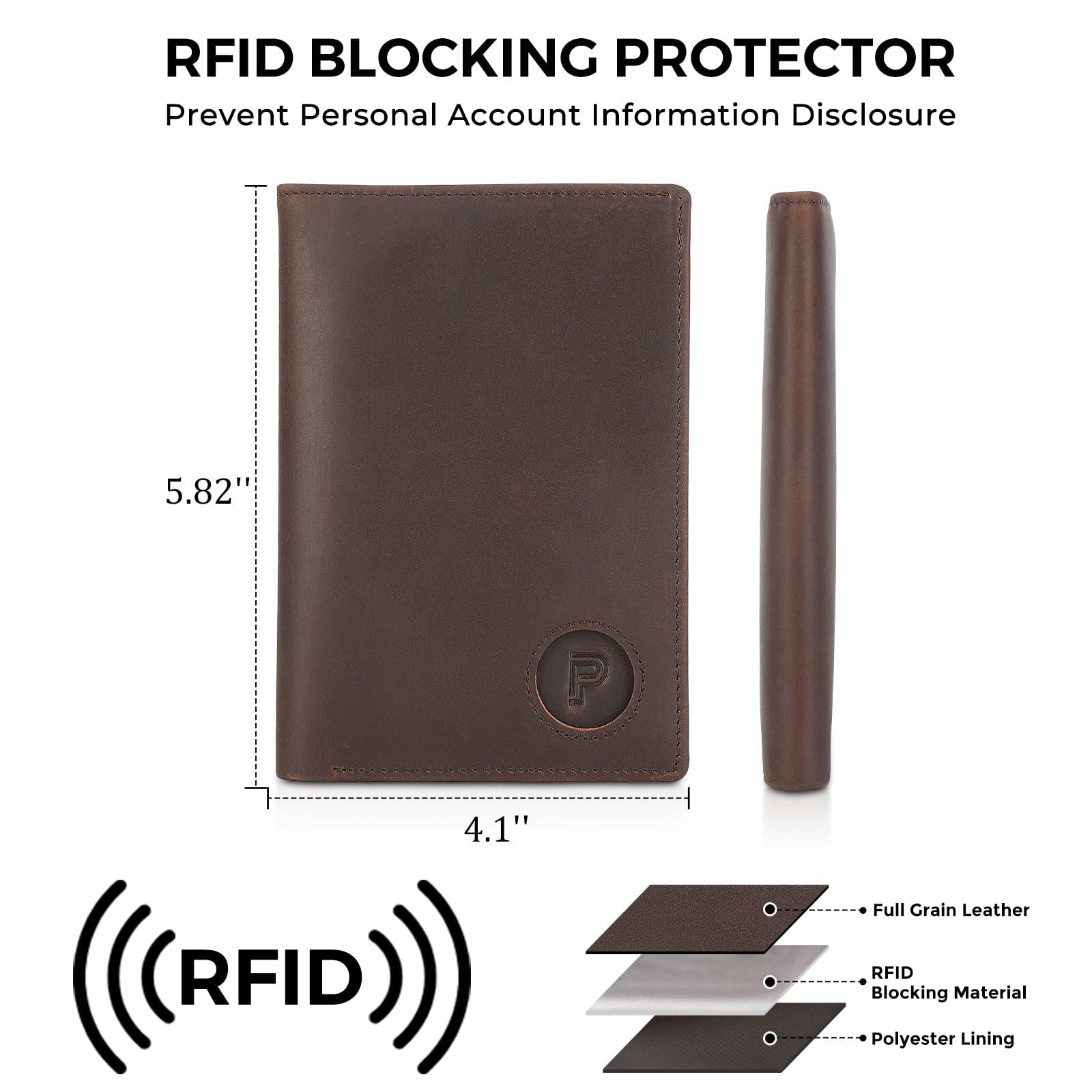 Polare Functional RFID Blocking Leather Passport Holder Travel Bifold Wallet For