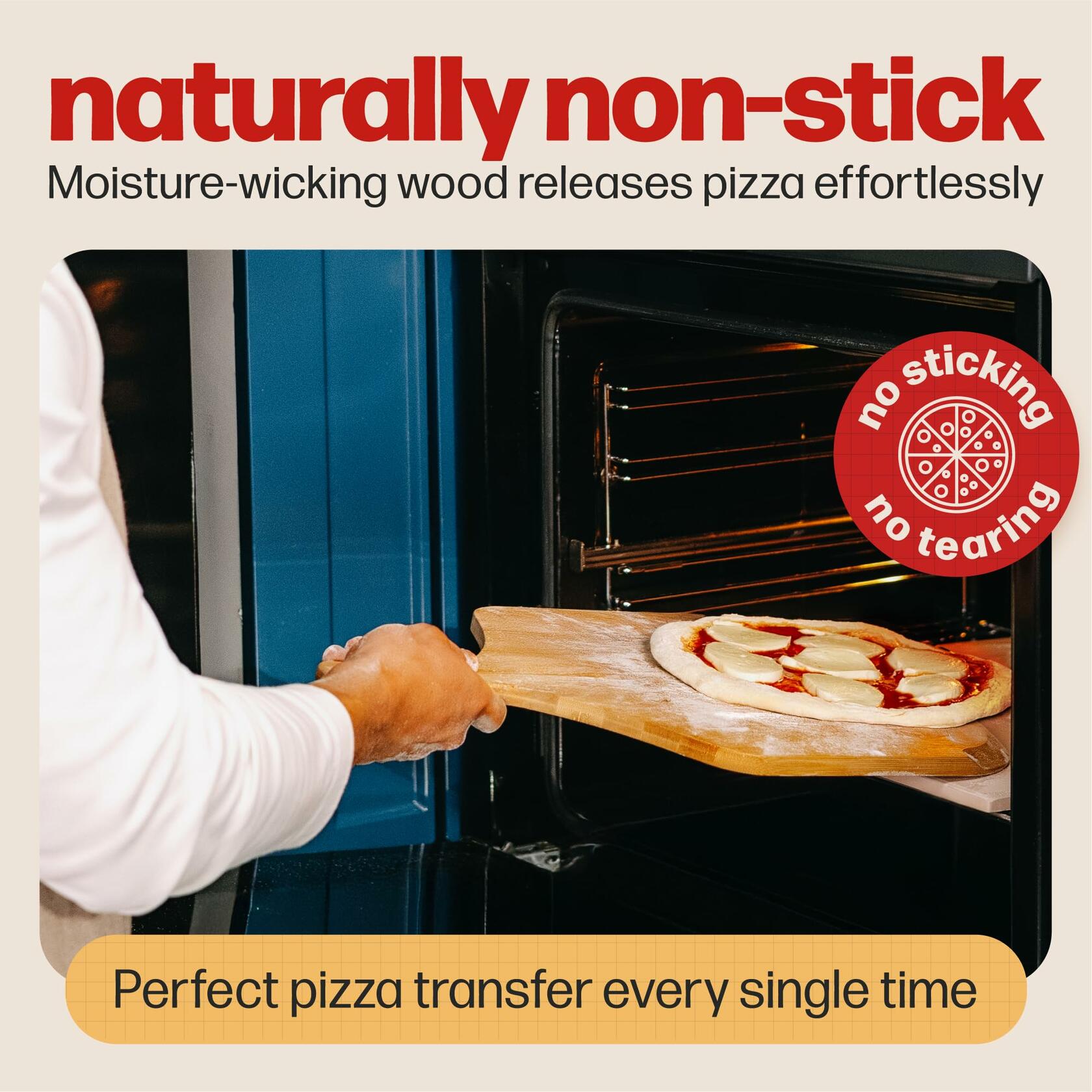 HANS GRILL Wooden Pizza Peel 12 Inch - Bamboo Wood Pizza Peel 12 Inch Paddle For