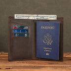Polare Functional RFID Blocking Leather Passport Holder Travel Bifold Wallet For
