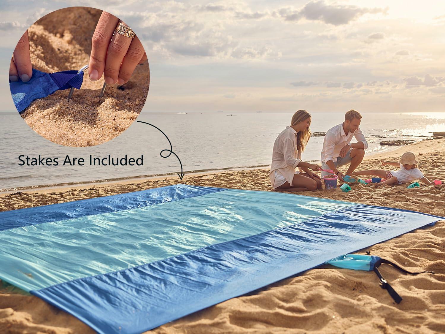 WEKAPO Beach Blanket Sandproof, Extra Large Beach Mat, Big & Compact Sand Free
