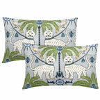 Chinoiserie Animal Print Leopard Tropical Tree Lumbar Pillow Covers 12X20 Inch