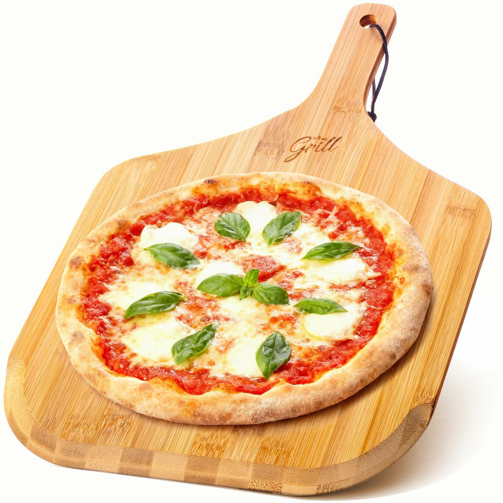 HANS GRILL Wooden Pizza Peel 12 Inch - Bamboo Wood Pizza Peel 12 Inch Paddle For