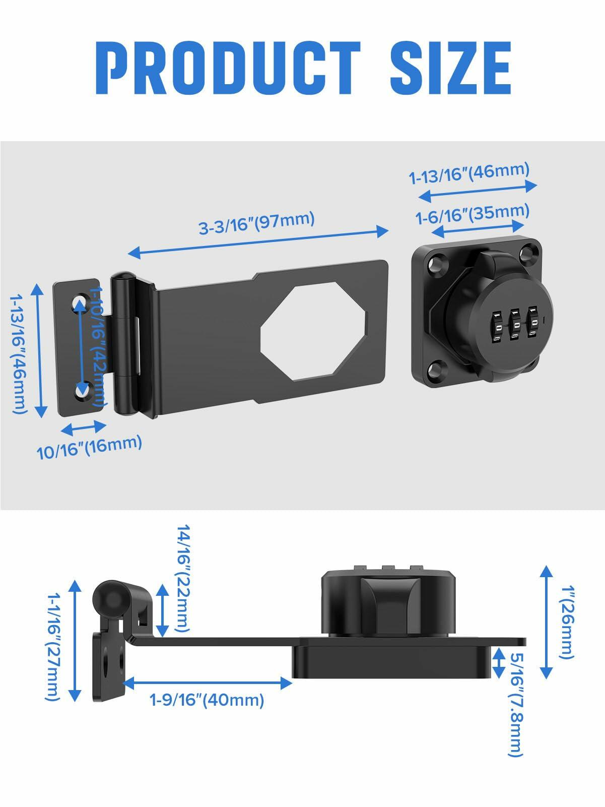 Cabinet Password Hasp Locks, 90 Degree Barn Door Lock, Household Security