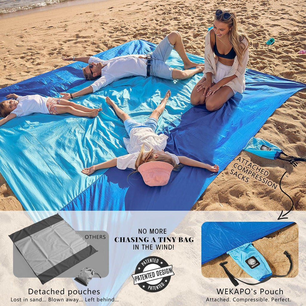 WEKAPO Beach Blanket Sandproof, Extra Large Beach Mat, Big & Compact Sand Free