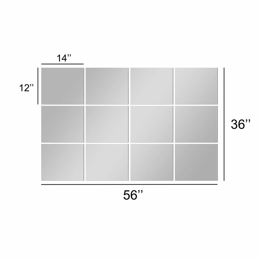 12 Pack TRAHOME Home Gym Mirror Tiles for Wall, 14"x12" Full Length Home Gym