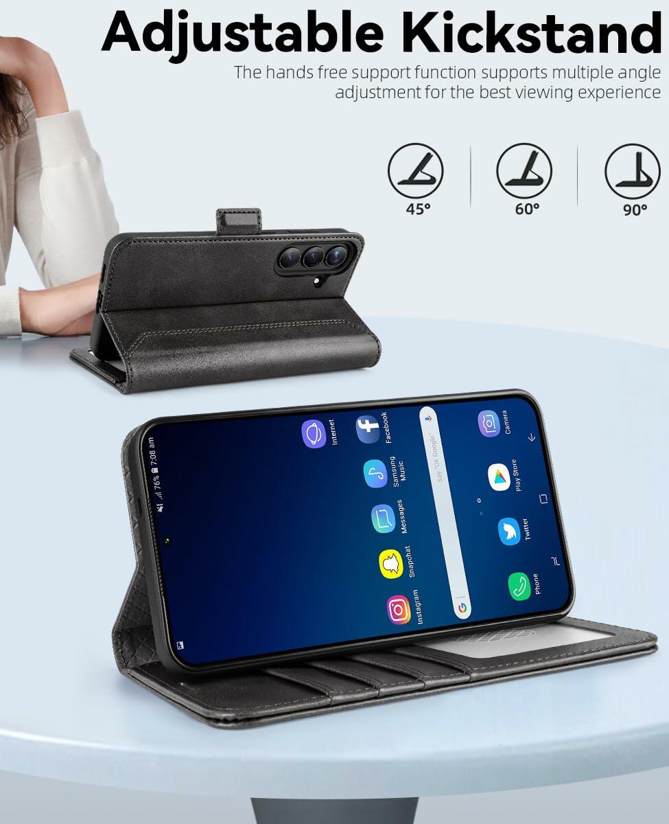 OCASE Compatible with Galaxy S25 Plus Wallet Case, PU Leather Flip Folio Case