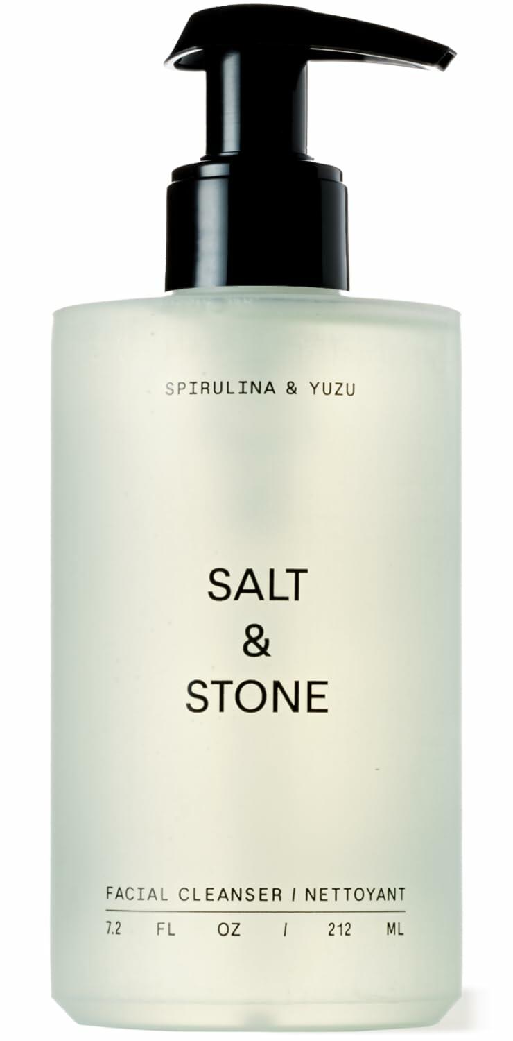 Salt & Stone Facial Cleanser for Women & Men, Spirulina & Yuzu Gentle Facial