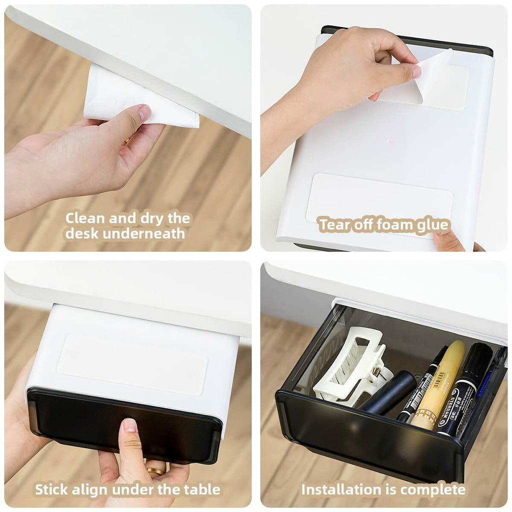 yuntop 1 Pcs Under Desk Drawer, Under Table Hidden Organizer, Plastic